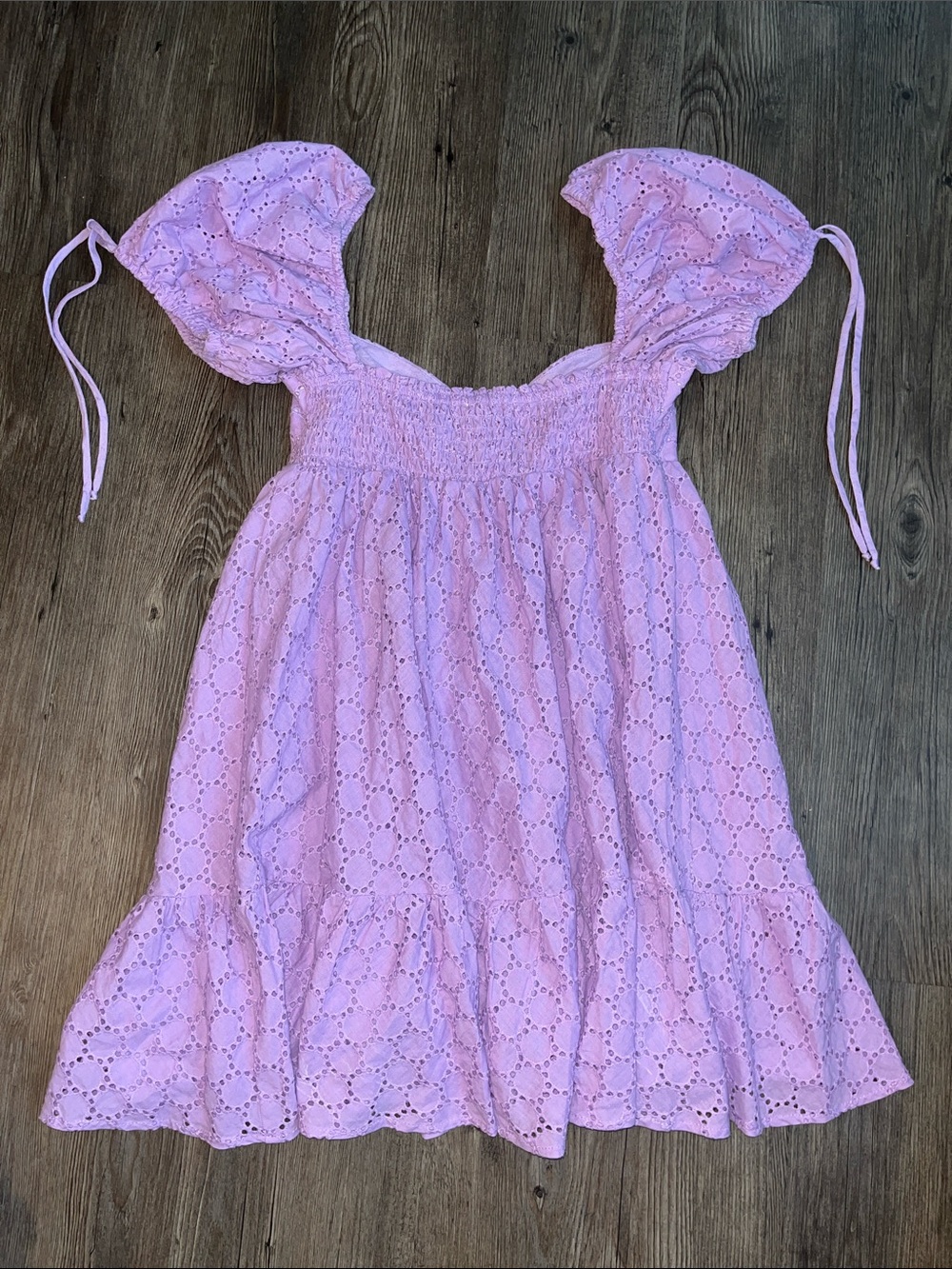 OLIVACEOUS Lilac Eyelet Ruffle Sundress with Puff Tie Sleeves - Picture 3 of 5